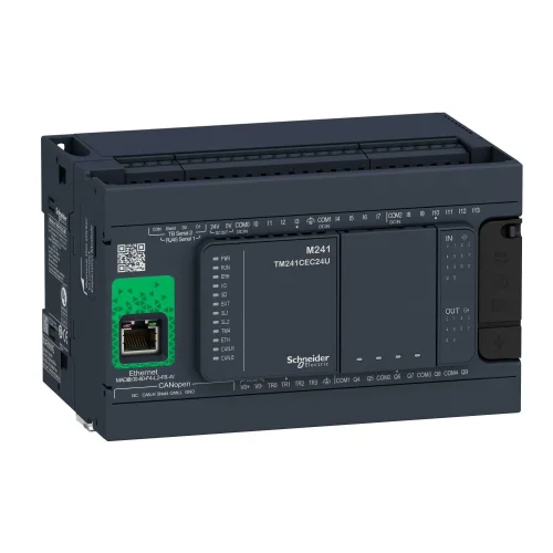 Schneider Electric TM241CEC24R Modicon M241 PLC Kompakt Tip Ethernetli 100-240 V AC 14 / 10 R - 1 x CanOpen, 1 x Ethernet , 2 x RS485 - 1