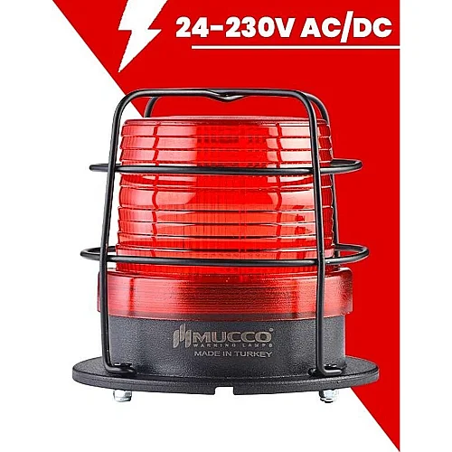 Mucco SNT-112-KFS-3 Buzzer'sız Koruma Kafesli Maxi Volt Sinyal İşareti - Kırmızı - 1