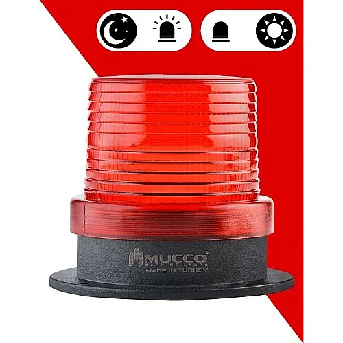 Mucco SNT-115-ND-5 12-24V AC/DC Buzzer'sız Fotosel Sinyal İşareti - Kırmızı - 1