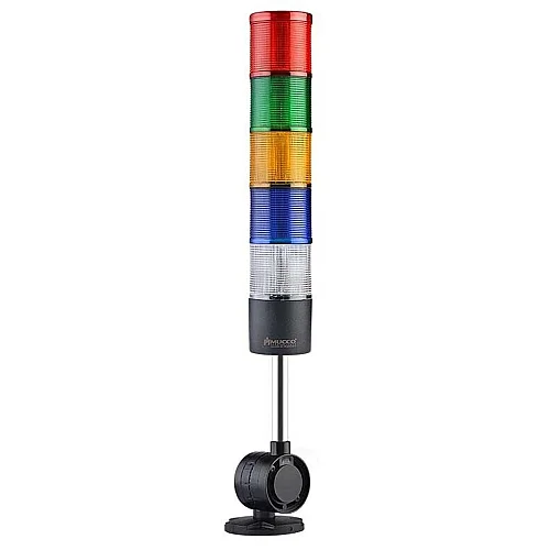 Mucco SNT-7022-C5-D-10U 12-24V AC/DC Flaşörlü Buzzer'sız Beş Katmanlı 10cm Katlanabilir Taban Yığın Işıkları - 1