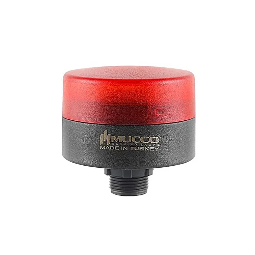 Mucco SNT-MS725-FB-4-30T 24V AC/DC Flaşörlü Buzzer'lı 70 Serisi Nut Bağlı Mini Sinyal Beacon - Kırmızı - 1