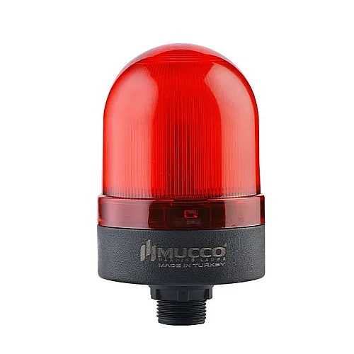 Mucco SNT-S725-S-4-10T 24V AC/DC Flaşörlü Buzzer'lı 70 Serisi Somun Bağlı Sinyal İşaret - Kırmızı - 1