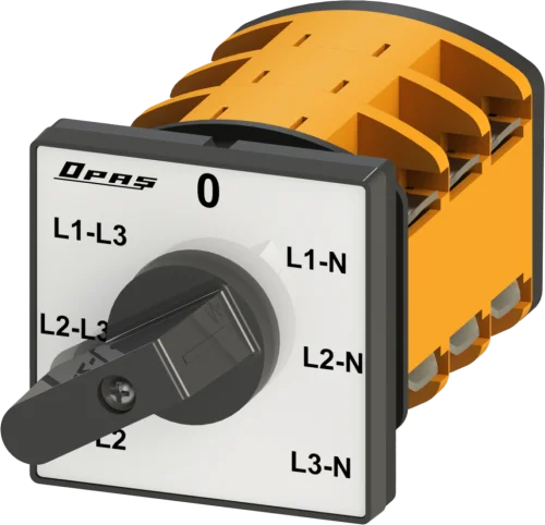 OPAŞ 3V6 M25 - 3X25A 49X49 3 Faz 7 Poz (Ll-0-Ln) Voltmetre Komütatörü - 1