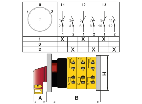 OPAŞ YPK XL305 M25 - 3X25A 48X48 3 Faz (Trifaze) Kutup Değştirici Mandaldan Kilitli Şalter - 2