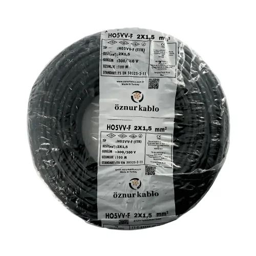 Öznur H05VV-F 2X1,5 mm² Siyah Renk TTR Kablo - 1
