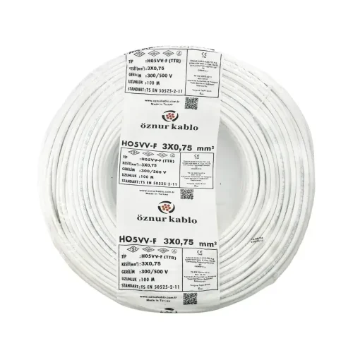 Öznur H05VV-F 3X0,75 mm² Beyaz Renk TTR Kablo - 1