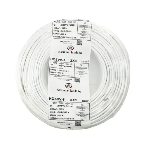 Öznur H05VV-F 3X1 mm² Beyaz Renk TTR Kablo - 1