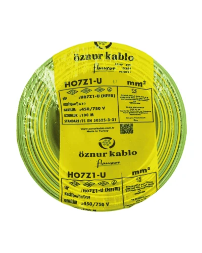 Öznur H07Z1-K 1X10 mm² Sarı-Yeşil Renk NYAF Halogen Free Kablo - 1