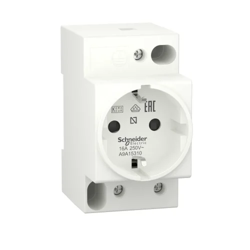 Schneider Electric A9A15310 Ray Tipi Topraklı Priz 2P+E - 1