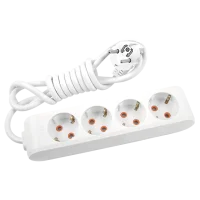 Viko 90113402 4'lü Grup Priz Topraklı 2 Metre Beyaz Çocuk Korumalı - 1