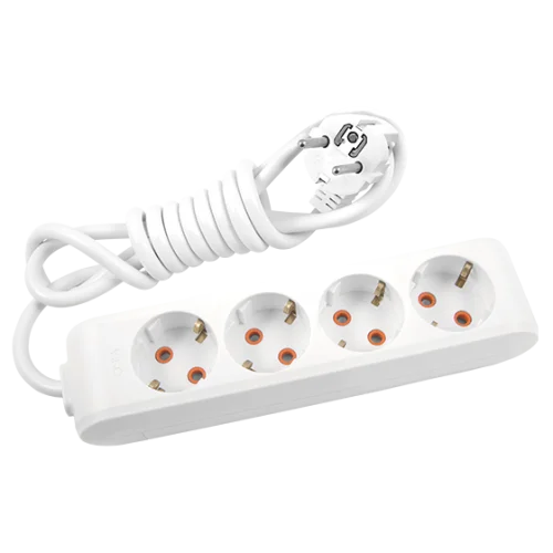Viko 90113402 4'lü Grup Priz Topraklı 2 Metre Beyaz Çocuk Korumalı - 1