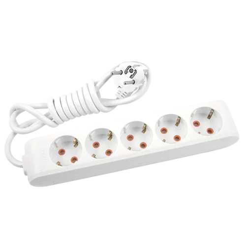 Viko 90113505 5'li Grup Priz Topraklı 5 Metre Beyaz Çocuk Korumalı - 1