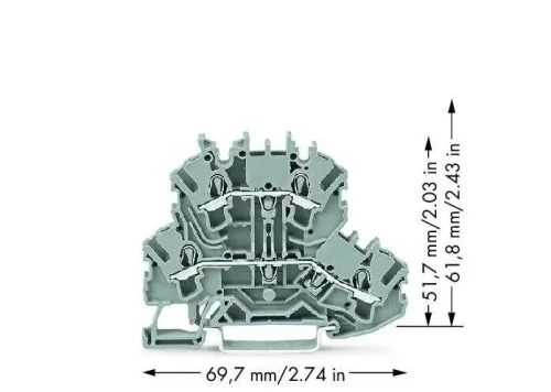 Wago 2002-2201 4 mm² Gri İki Katlı Klemens - 2