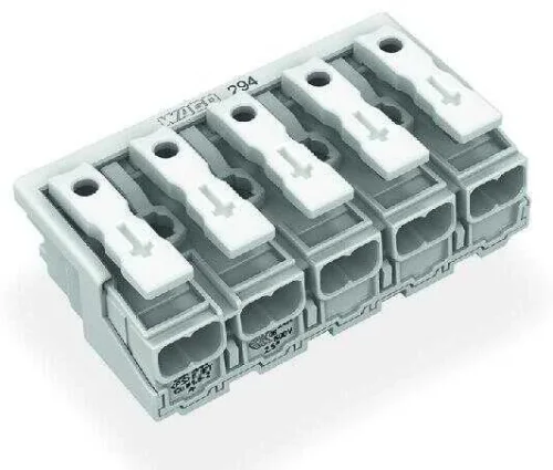 Wago 294-4005 5 Kutuplu Aydınlatma Tarafı: Tek Damarlı İletkenle, Enst. Tarafı: Tüm İletken Tipleri İçin, Maks. 2,5 mm² Beyaz - 2