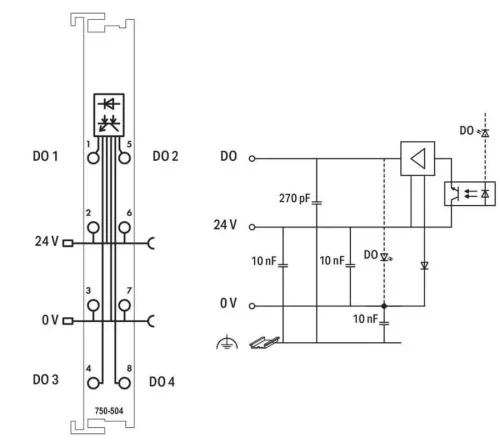 Wago 750-504 4 Kanallı Dijital Çıkış 24 Vdc 0,5 A - 3
