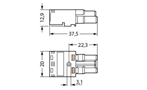 Wago 770-202 2 Kutuplu L-N Baskılı Erkek 4,00 mm² Siyah Konnektör - 2