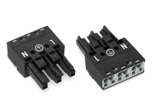 Wago 770-203 3 Kutuplu L-Pe-N Baskılı Erkek 4,00 mm² Siyah Konnektör - 1