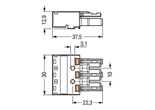 Wago 770-203 3 Kutuplu L-Pe-N Baskılı Erkek 4,00 mm² Siyah Konnektör - 2