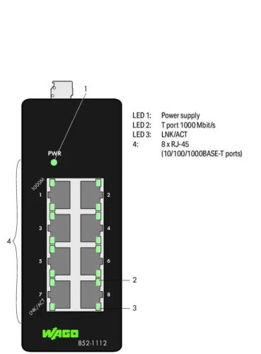 Wago 852-1112 8 Port 1000Base-T Endüstriyel Eco Switch - 3
