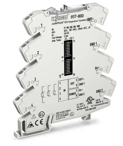 Wago 857-800 Pt100 Dönüştürücü Giriş: Pt Çıkış: 0 … 10 Ma; 2 … 10 Ma; 0 … 20 Ma; 4 … 20 Ma - 1